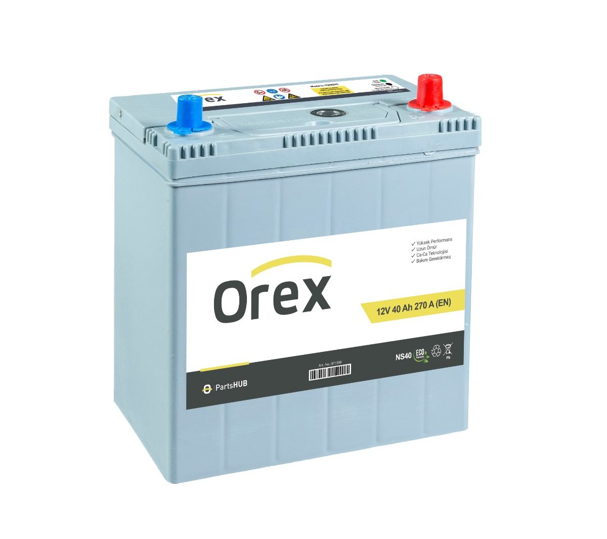 Orex 12V 40Ah Ns40 270A Dar Tam Kapalı İnce Kutu Otomobil Aküsü