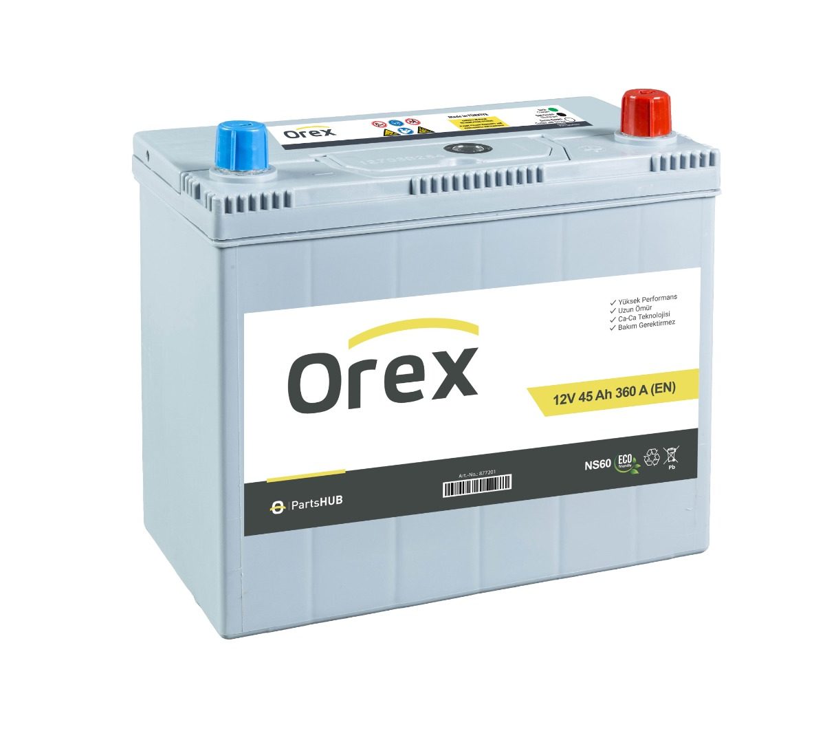 Orex 12V 45Ah Ns60 360A Dar Tam Kapalı Otomobil Aküsü