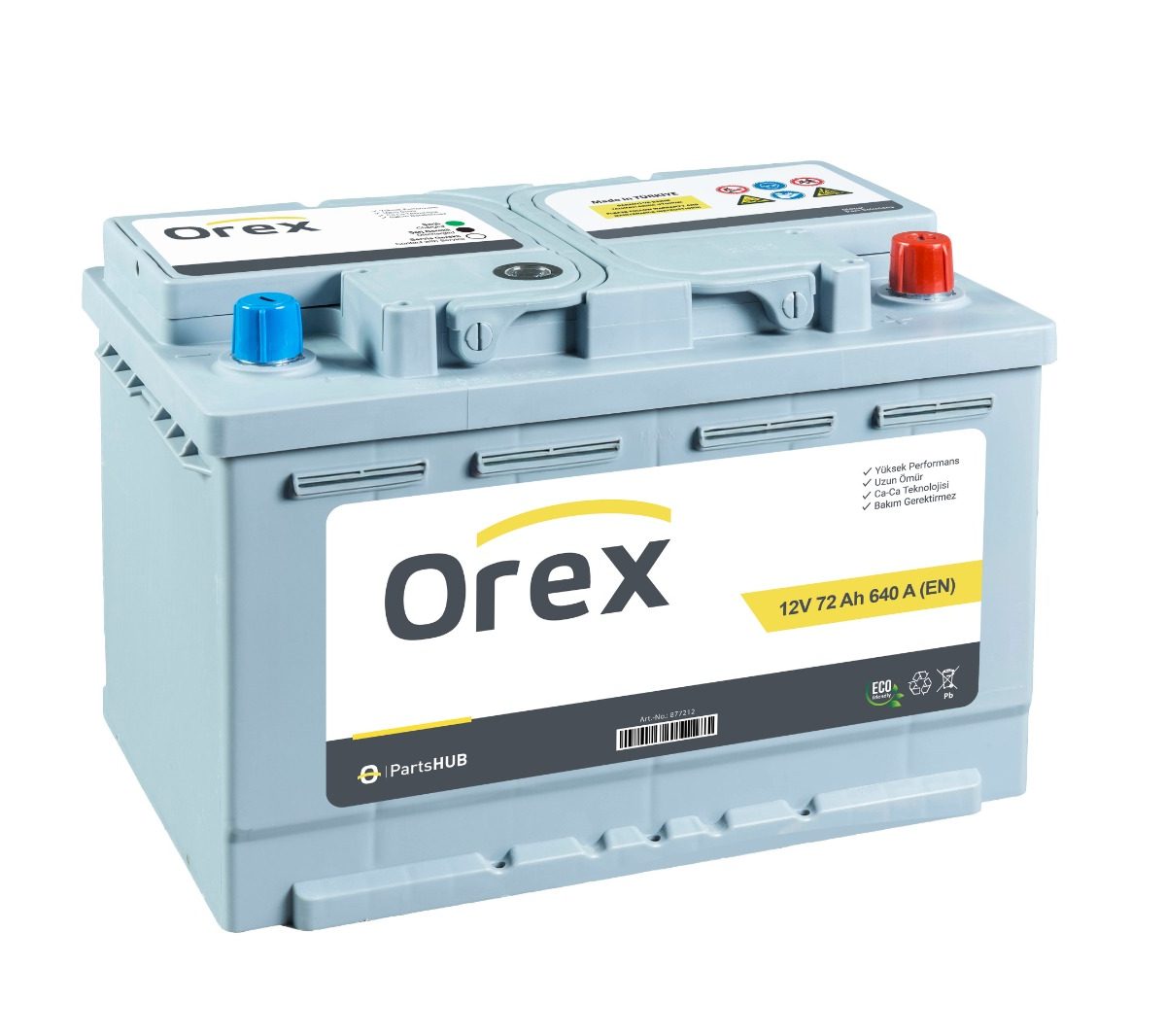Orex 12V 72 Ah 640A (EN) LB3 Tam Kapalı Alçak Otomobil Aküsü