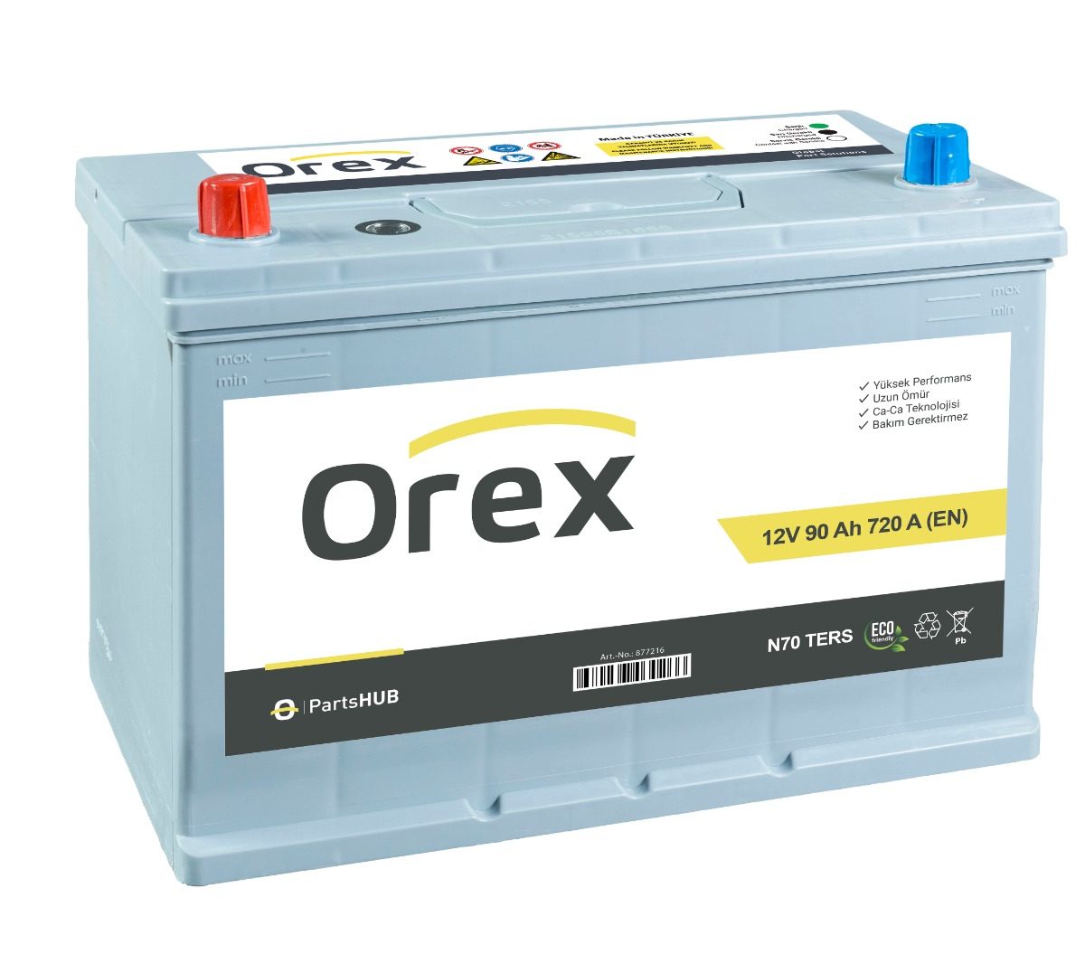 Orex 12V 90 Ah 720A (EN) N70 Tam Kapalı Otomobil Aküsü